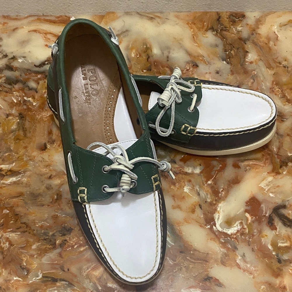 Polo by Ralph Lauren Men's Blue,Green and White Boat Shoes